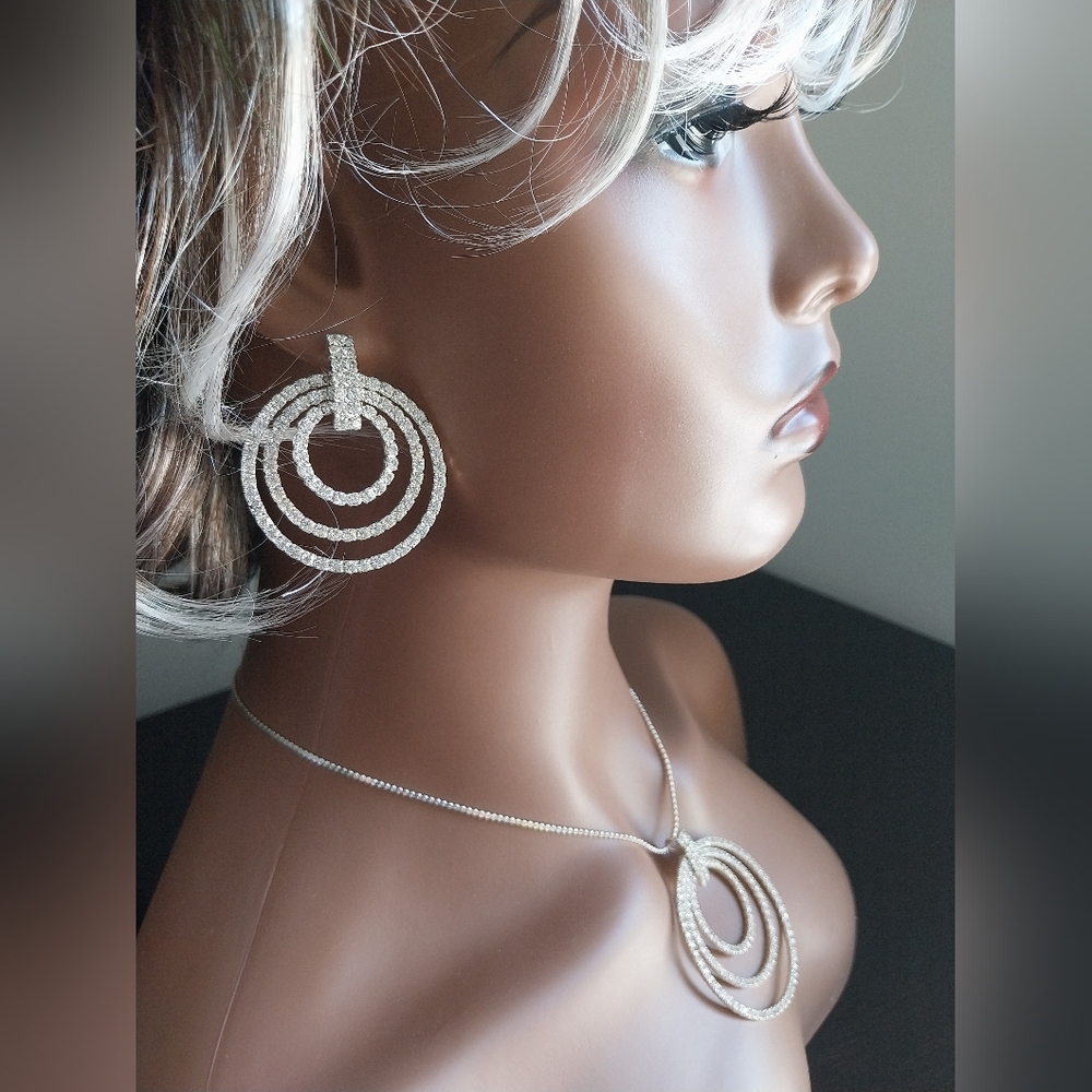 Silver Pendant Necklace and Earring Set - Picture 2 of 10